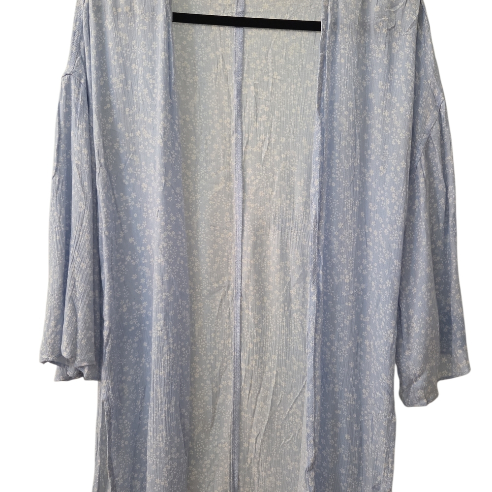 Pink Rose Floral Kimono Duster Tunic Size M - Picture 3 of 7
